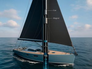 Un español ha patentado un mástil que transforma viento y olas en electricidad. Su invento desafía al diésel en los barcos